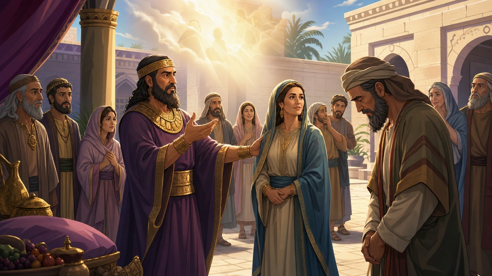 Illustration: Abraham, Sarah and Abimelech at Gerar