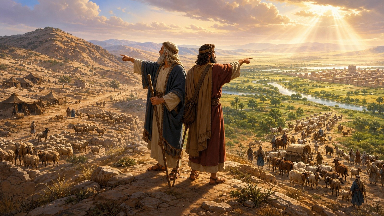 Illustration: Abram and Lot separate
