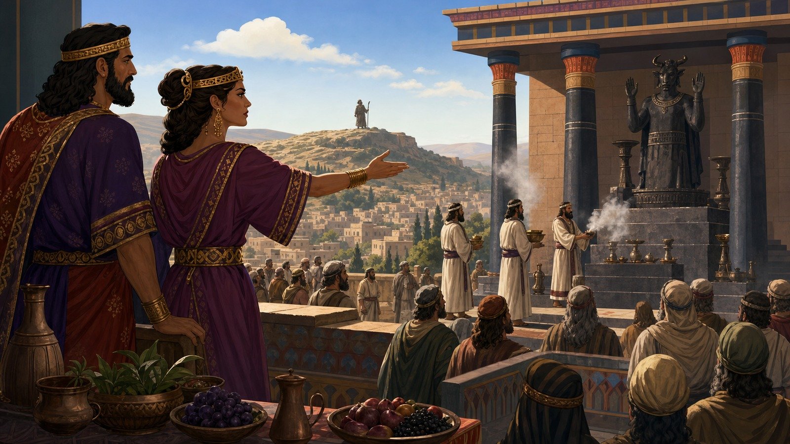 Illustration: Ahab and Jezebel; Baal worship established