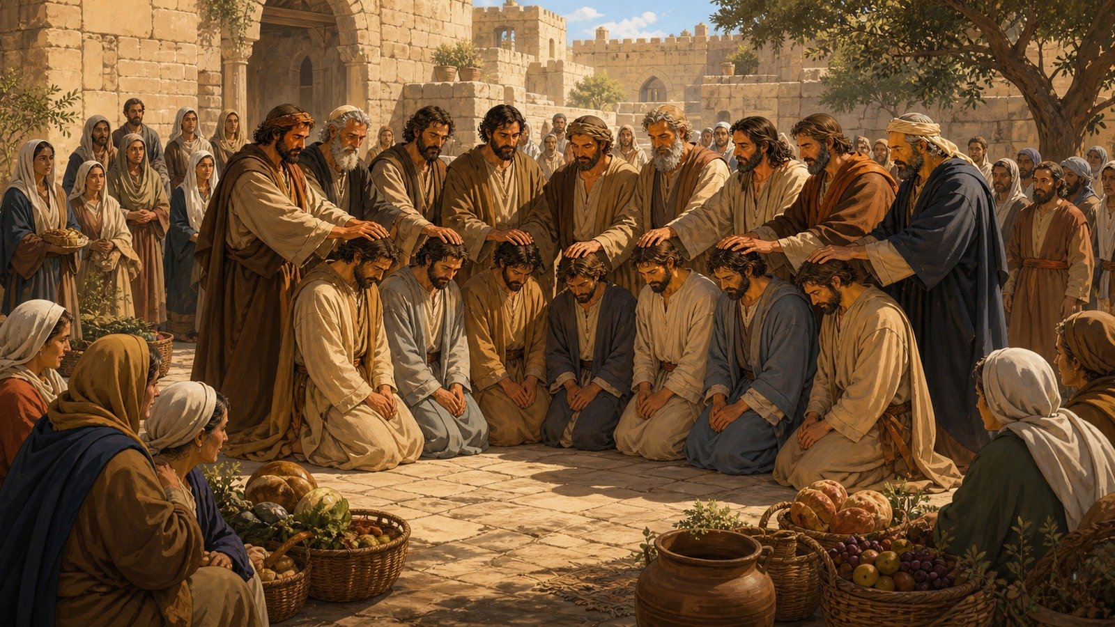 Illustration: Appointment of the seven, including Stephen