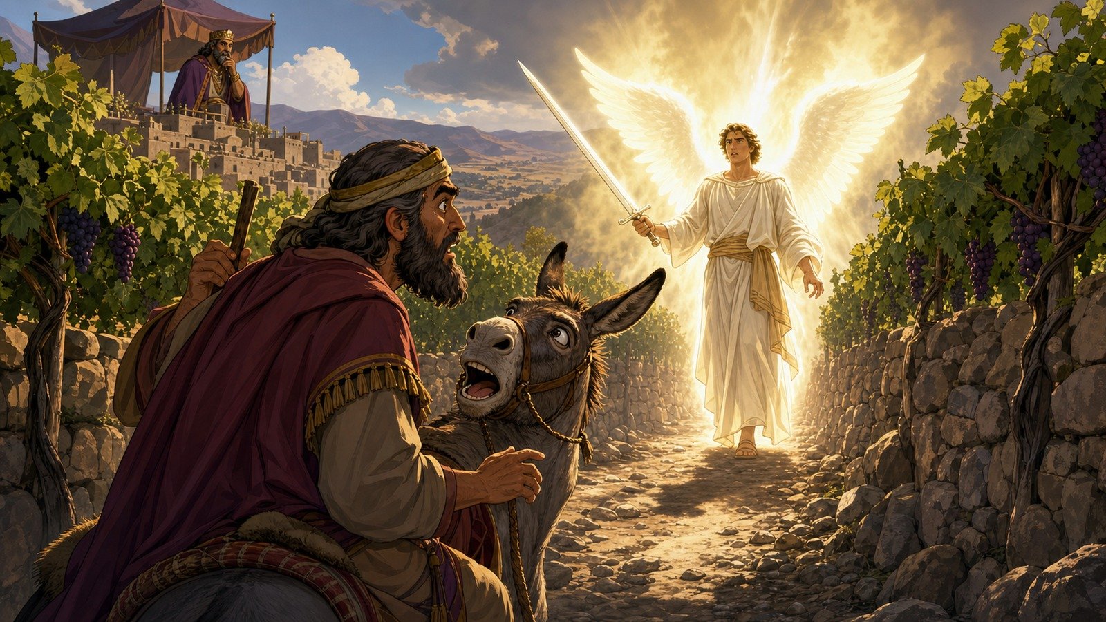 Illustration: Balak hires Balaam; the talking donkey