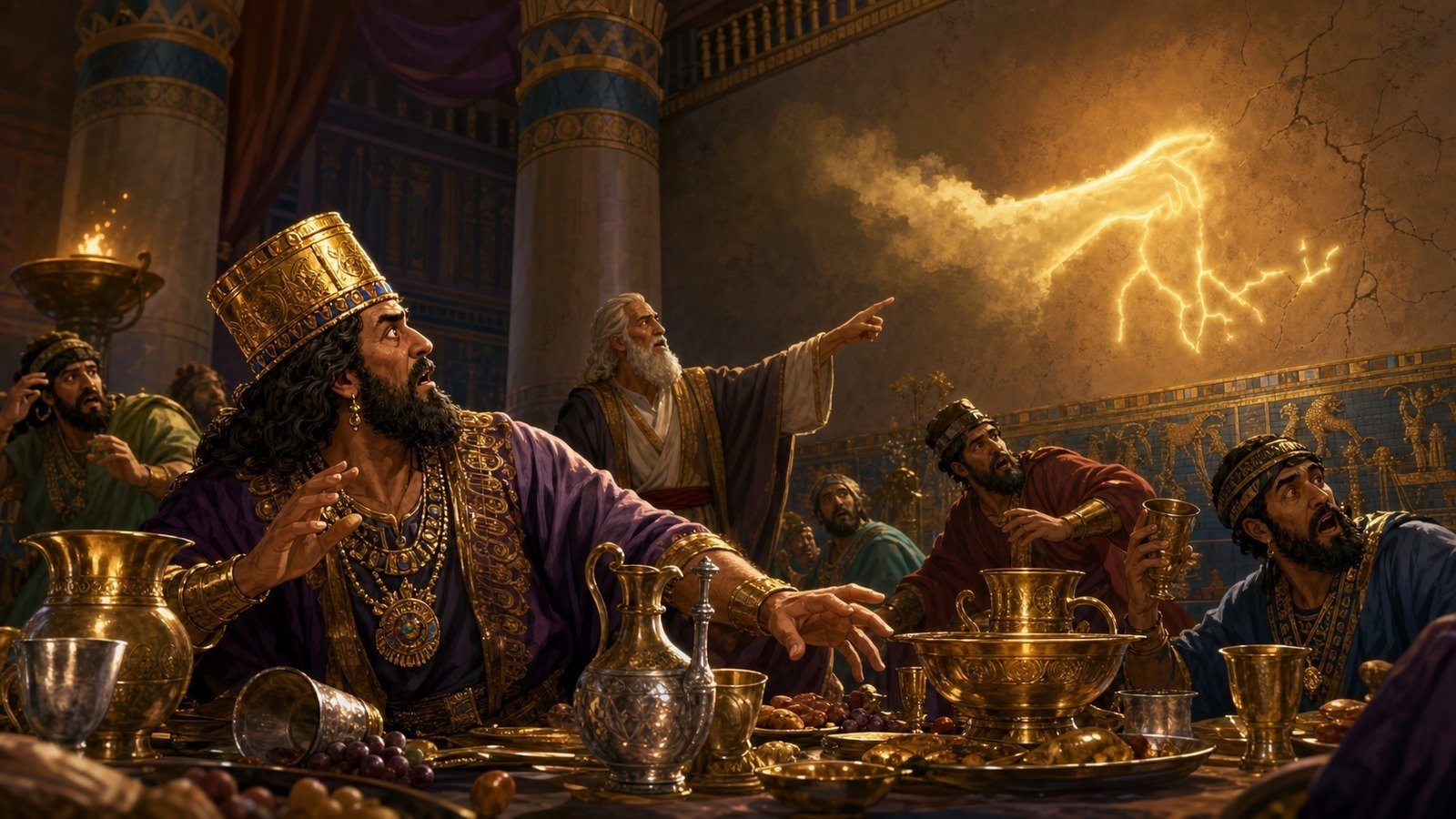 Illustration: Belshazzar's feast; the writing on the wall
