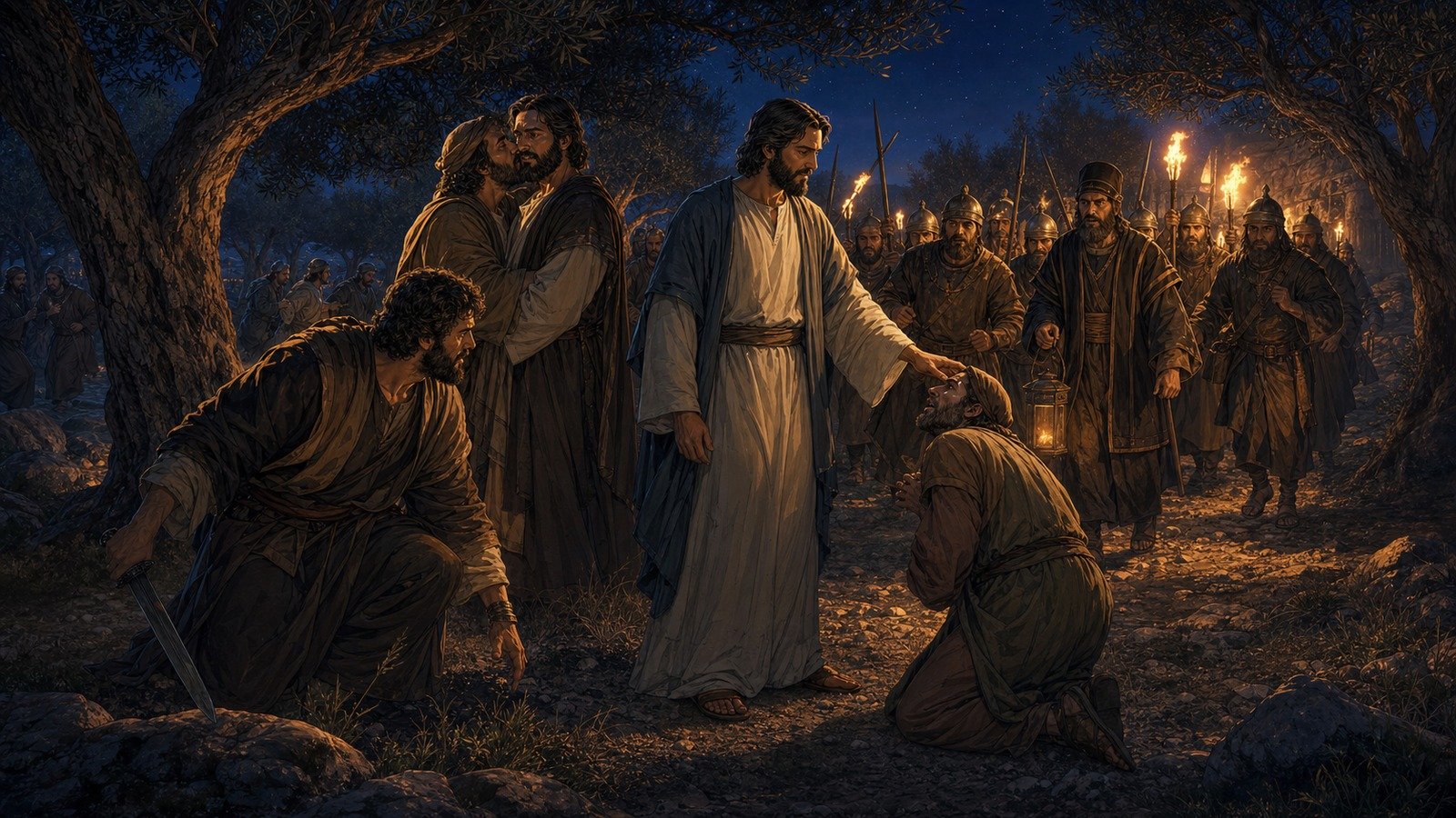 Illustration: Betrayal and arrest of Jesus
