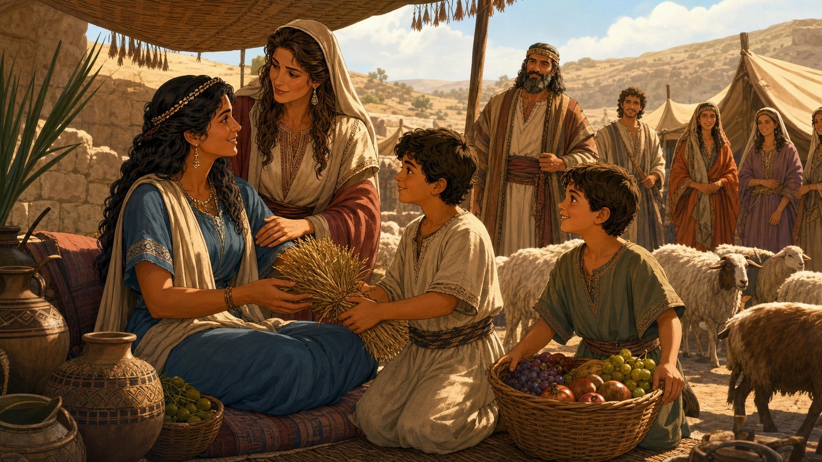 Illustration: Birth of Gad and Asher to Zilpah