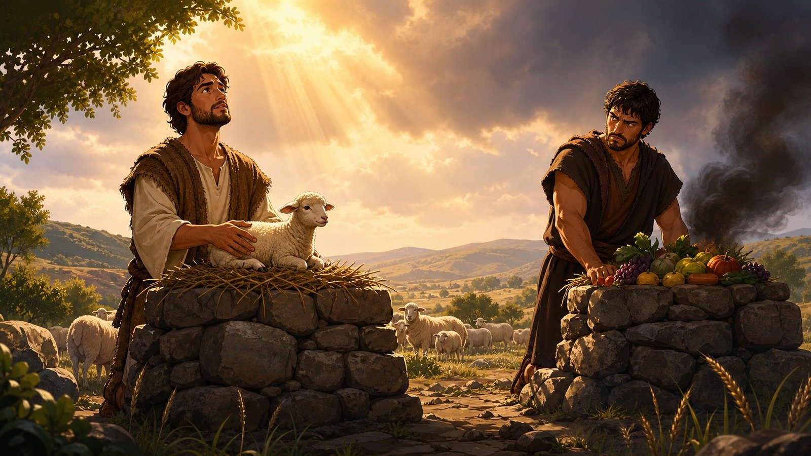 Illustration: Cain and Abel's offerings