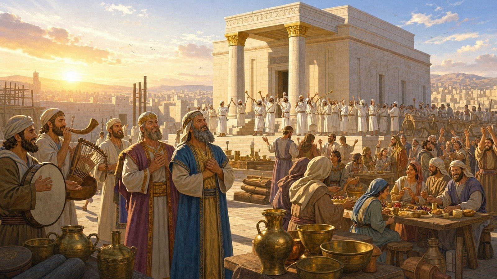 Illustration: Completion and dedication of the second Temple
