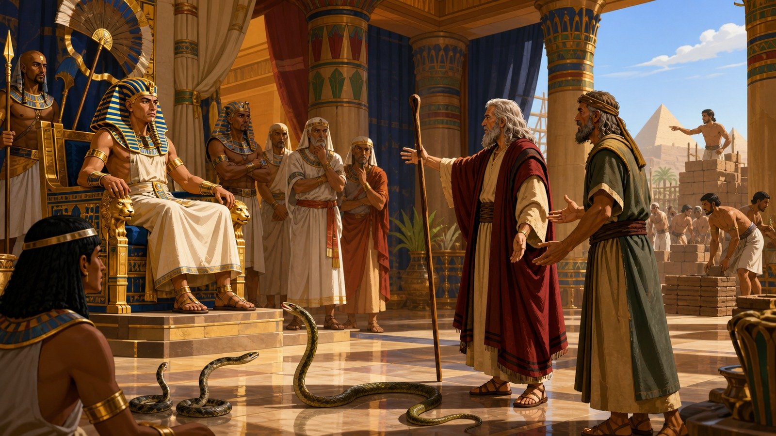 Illustration: Confrontation with Pharaoh begins