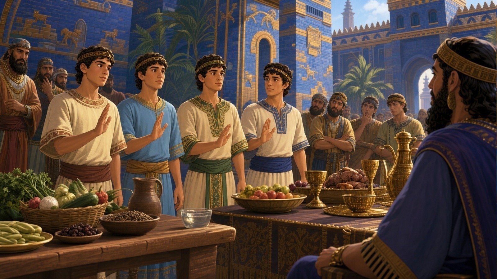Illustration: Daniel and companions taken to Babylon