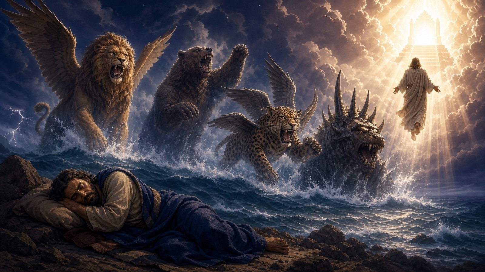 Illustration: Daniel's vision of the four beasts