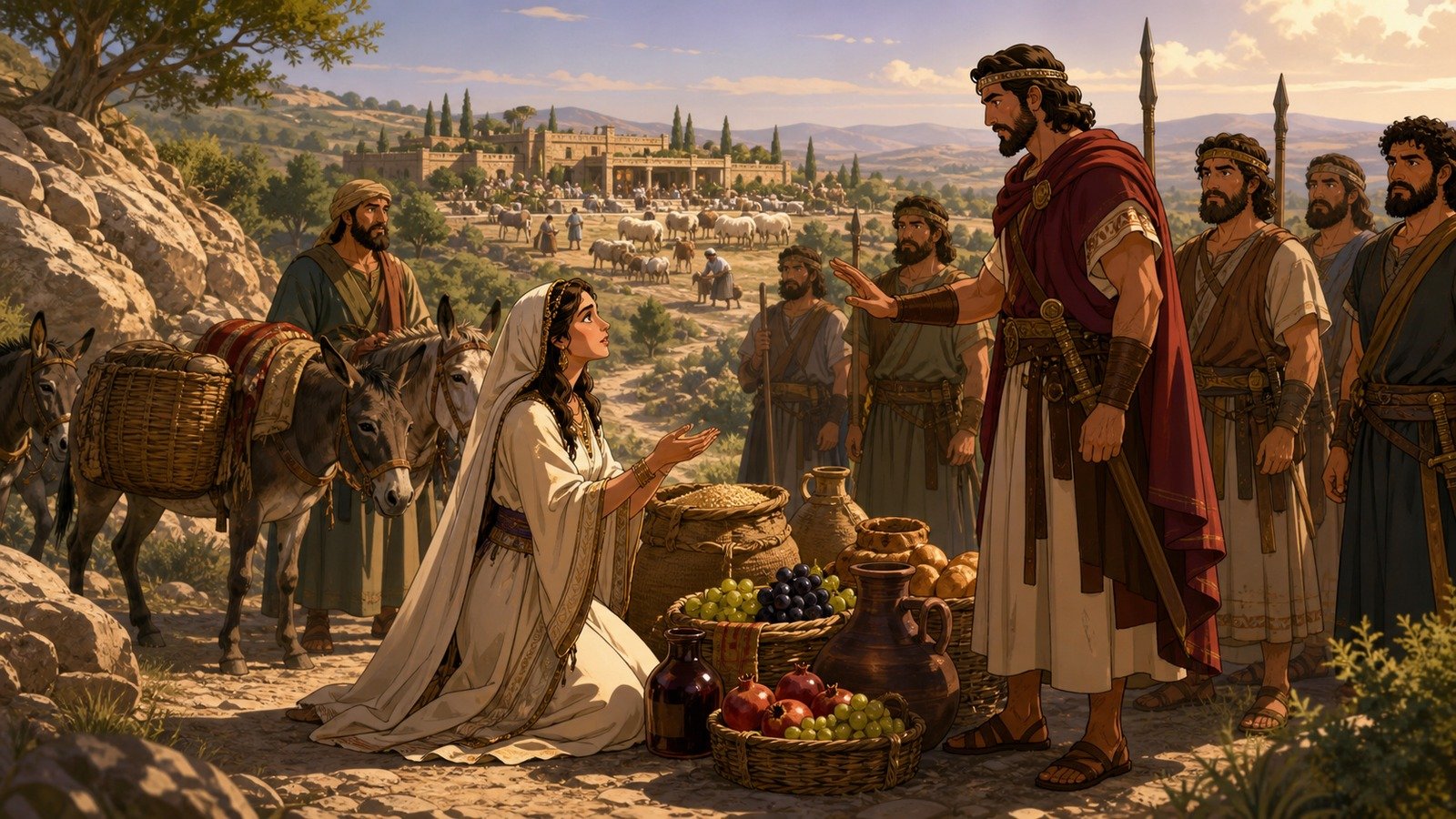 Illustration: David and Abigail; death of Nabal
