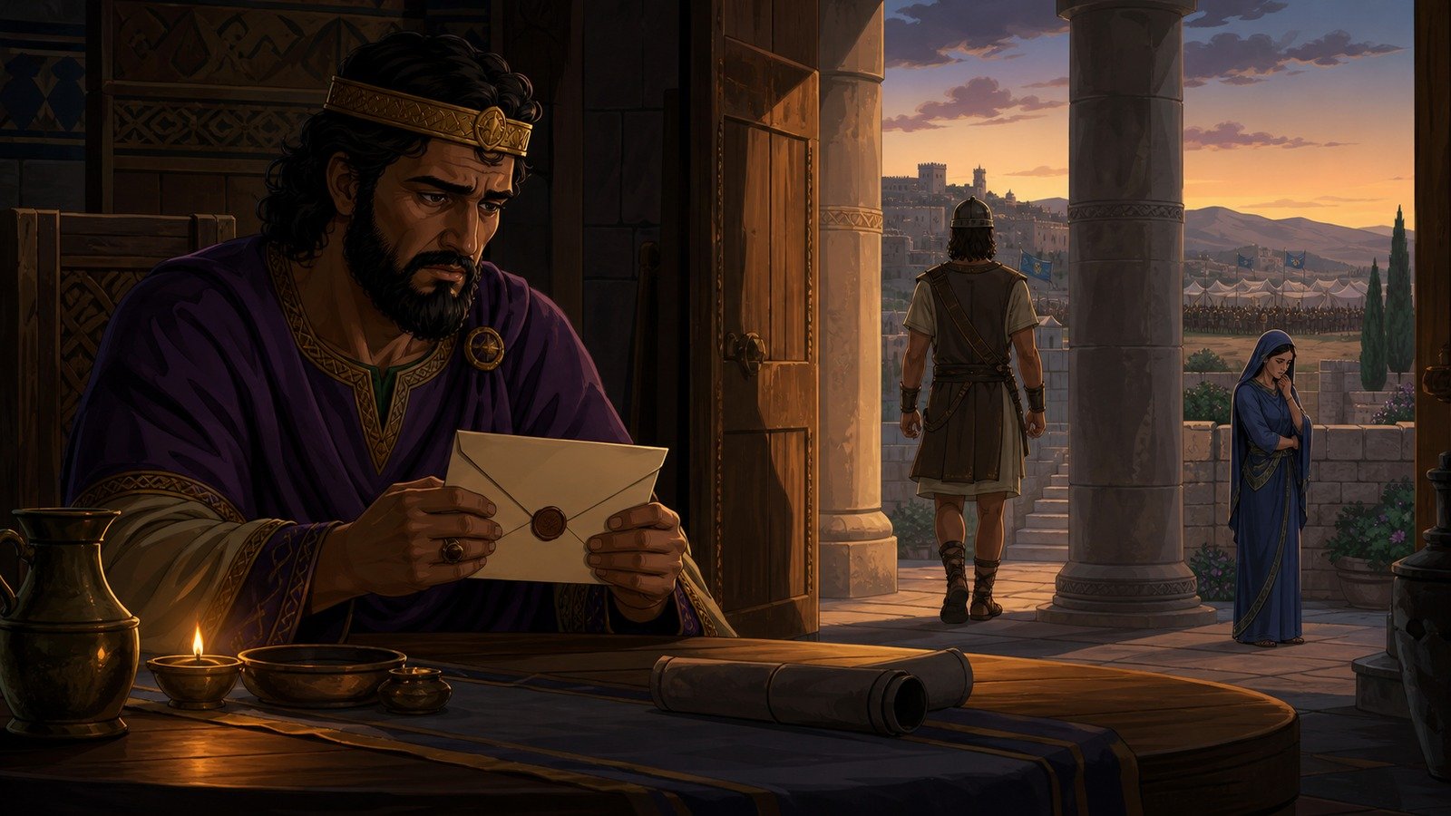 Illustration: David and Bathsheba; murder of Uriah