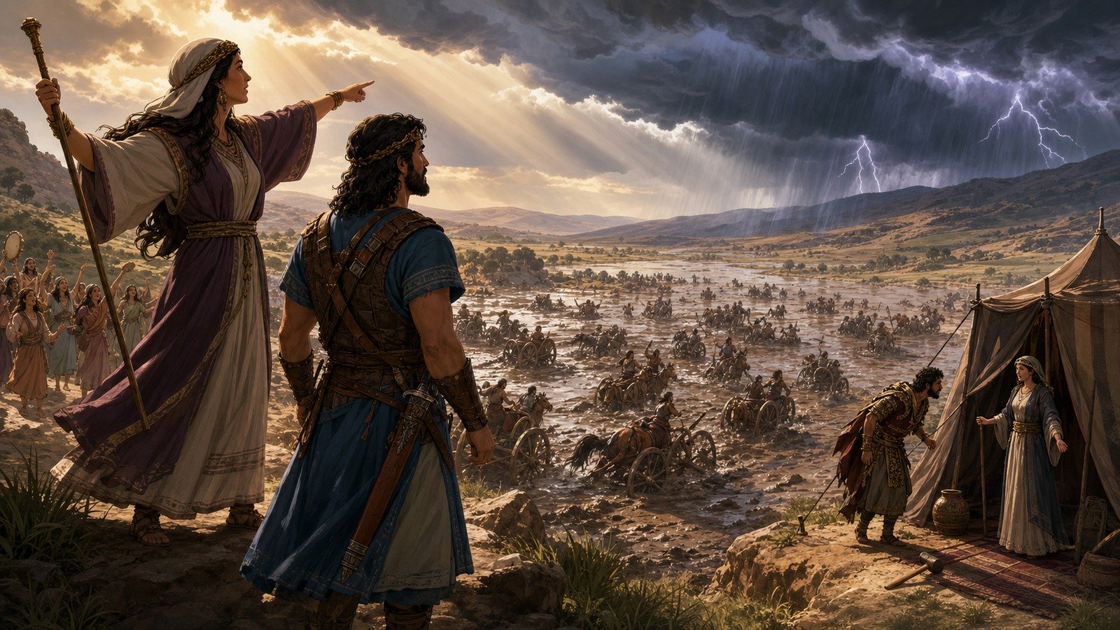 Illustration: Deborah and Barak defeat Sisera