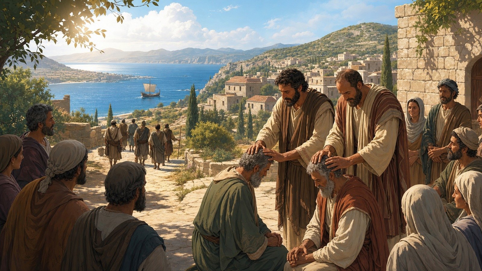 Illustration: Derbe and the return through the churches; commissioning elders