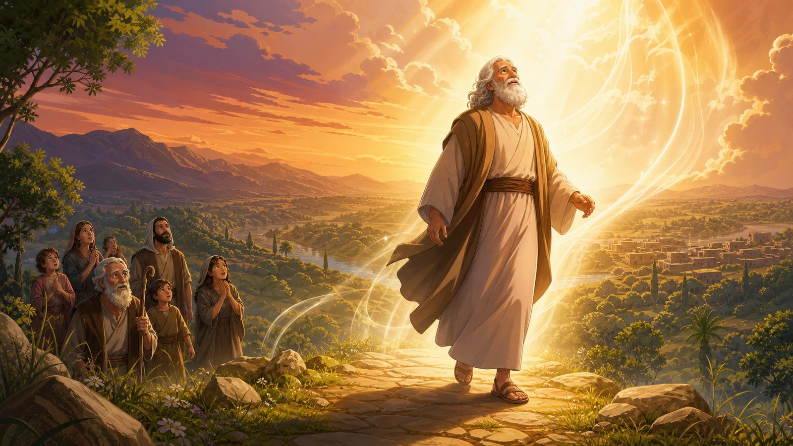 Illustration: Enoch walks with God and is taken