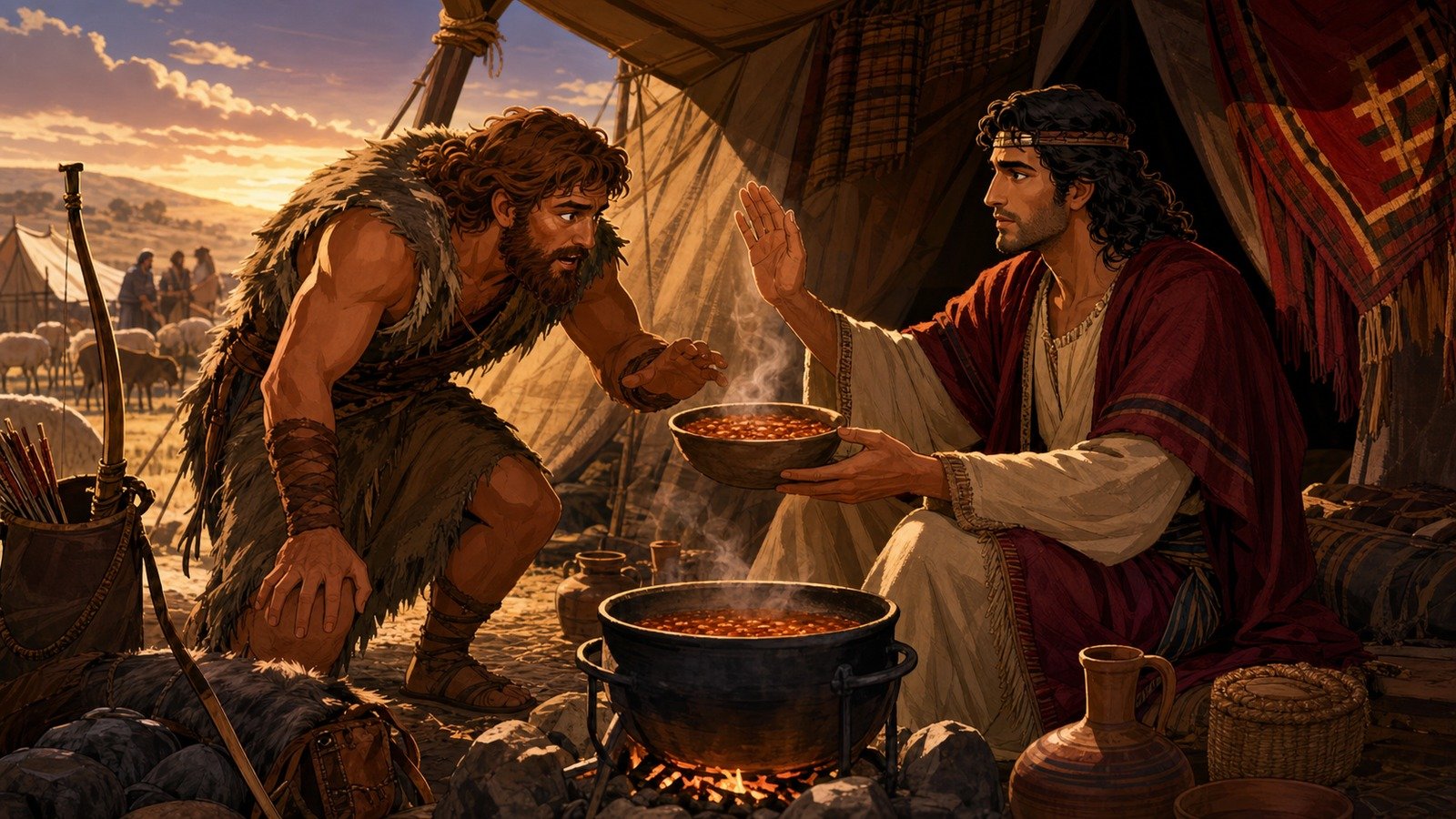 Illustration: Esau sells his birthright to Jacob