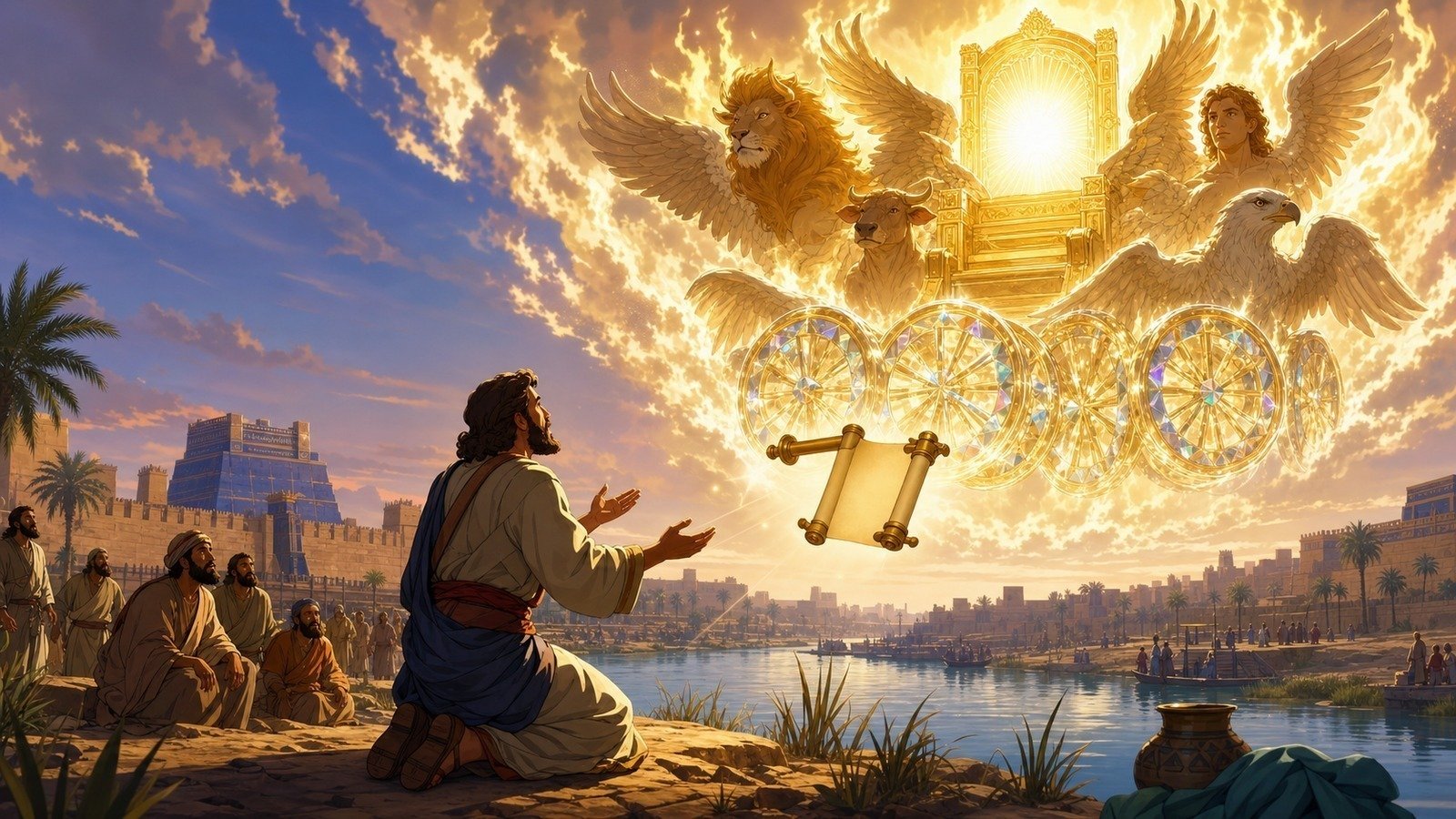 Illustration: Ezekiel's call and early visions in exile