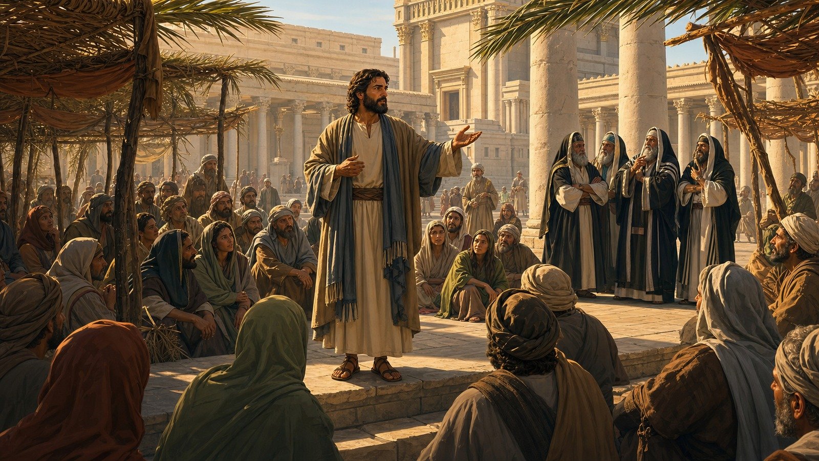 Illustration: Feast of Tabernacles; teaching in the Temple