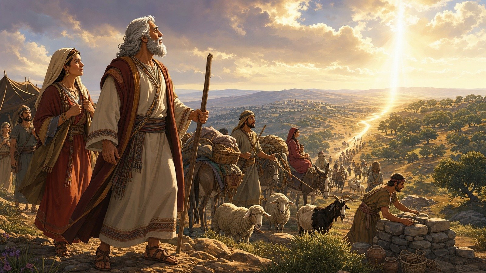 Illustration: God calls Abram; journey from Ur to Canaan