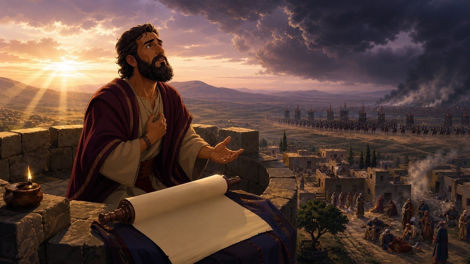 Illustration: Habakkuk's dialogue with God about coming Babylonian judgement