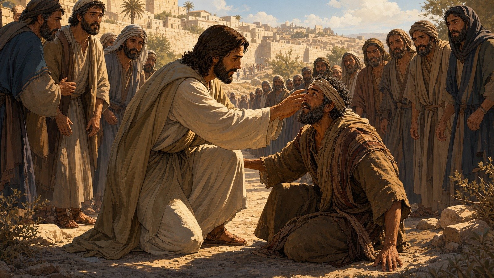Illustration: Healing of blind Bartimaeus near Jericho