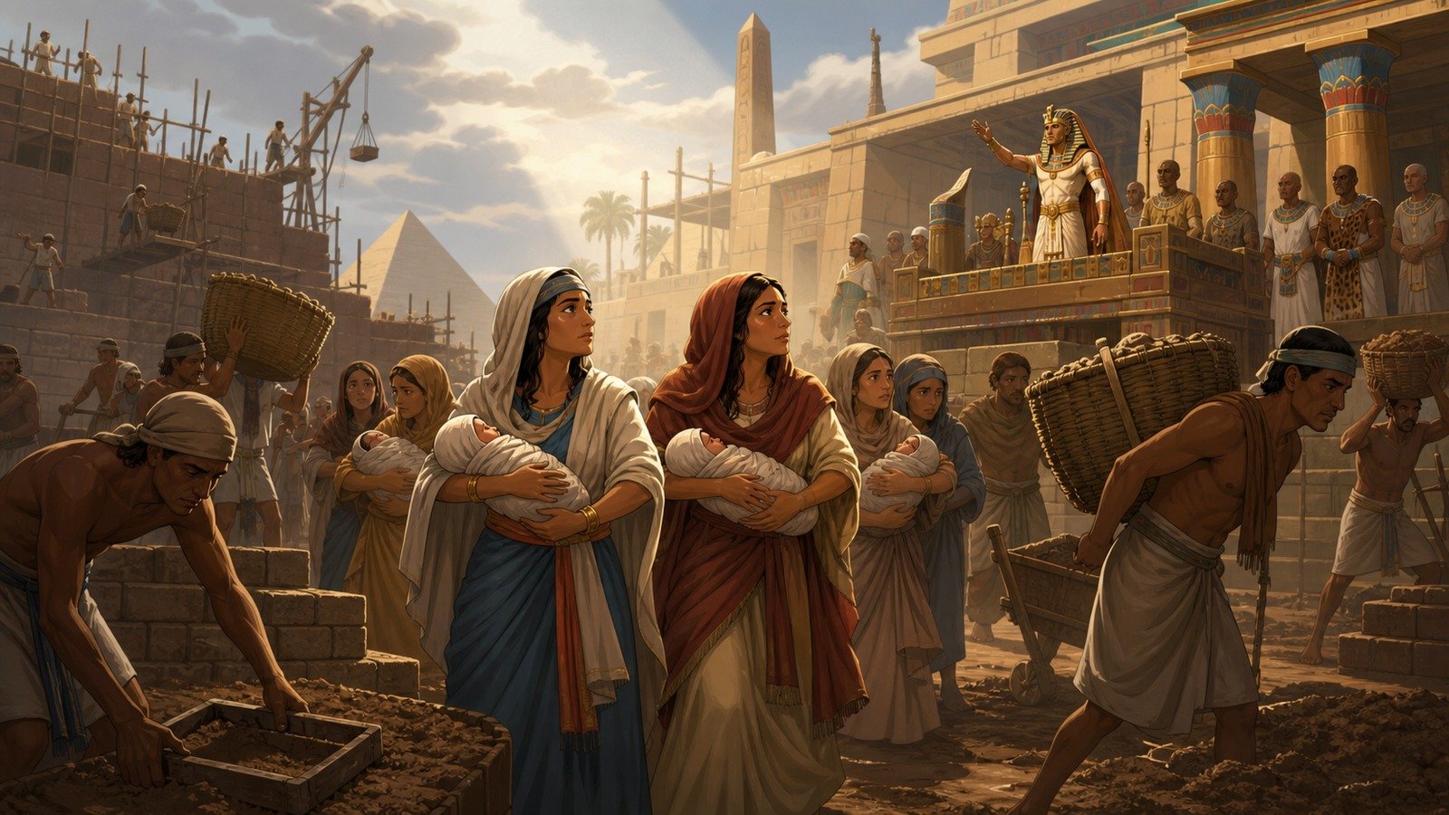 Illustration: Israel enslaved in Egypt under a new pharaoh