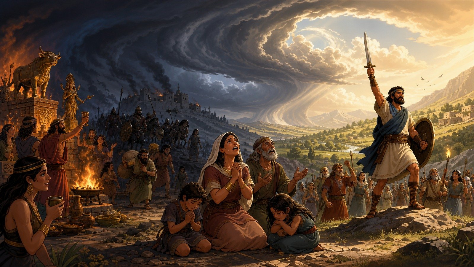 Illustration: Israel's cycle of apostasy begins