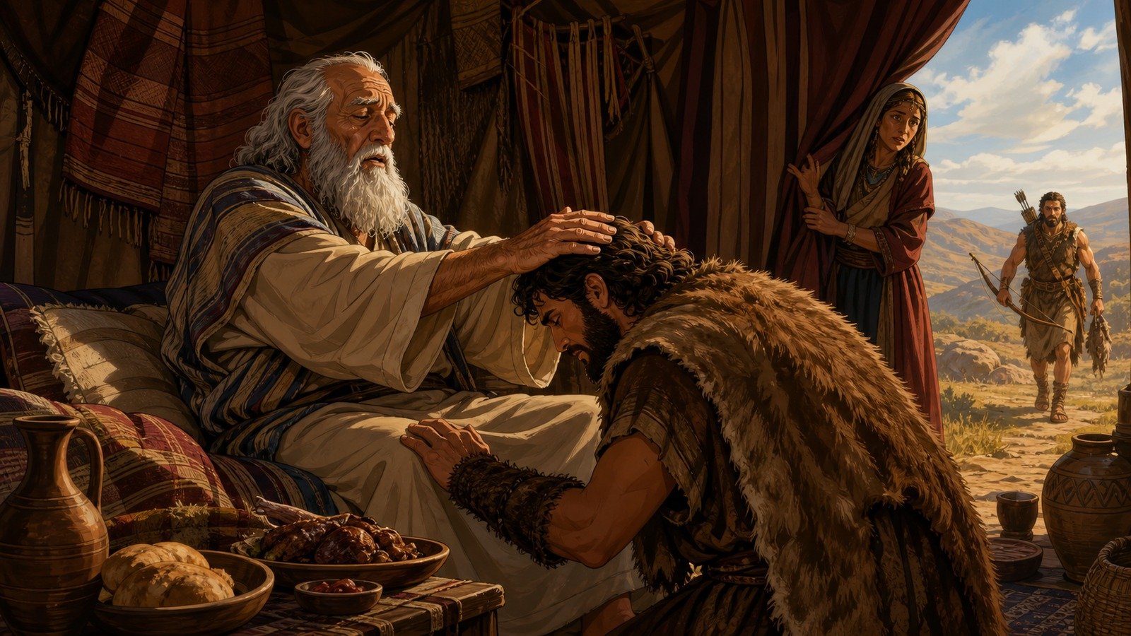 Illustration: Jacob deceives Isaac and receives the blessing