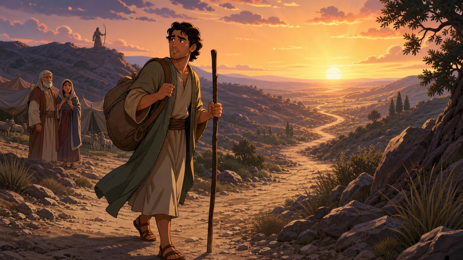 Illustration: Jacob flees to Harran