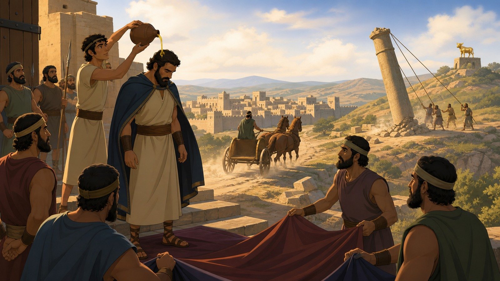 Illustration: Jehu's coup; the house of Ahab destroyed