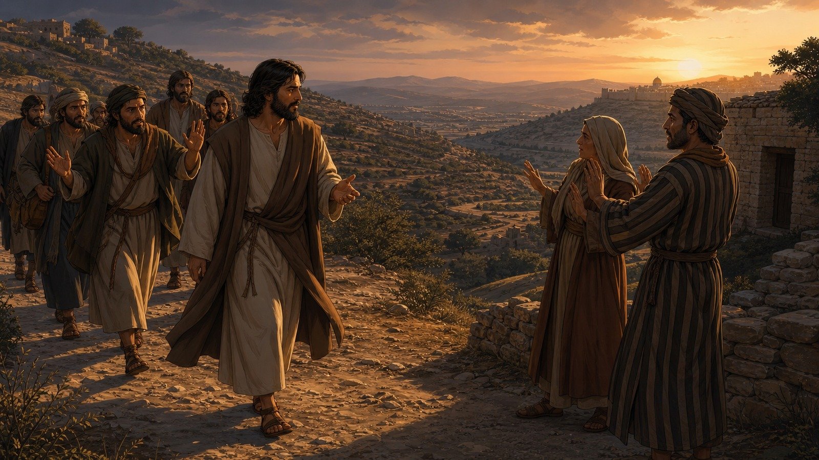 Illustration: Jesus sets out for Jerusalem; Samaritan rejection