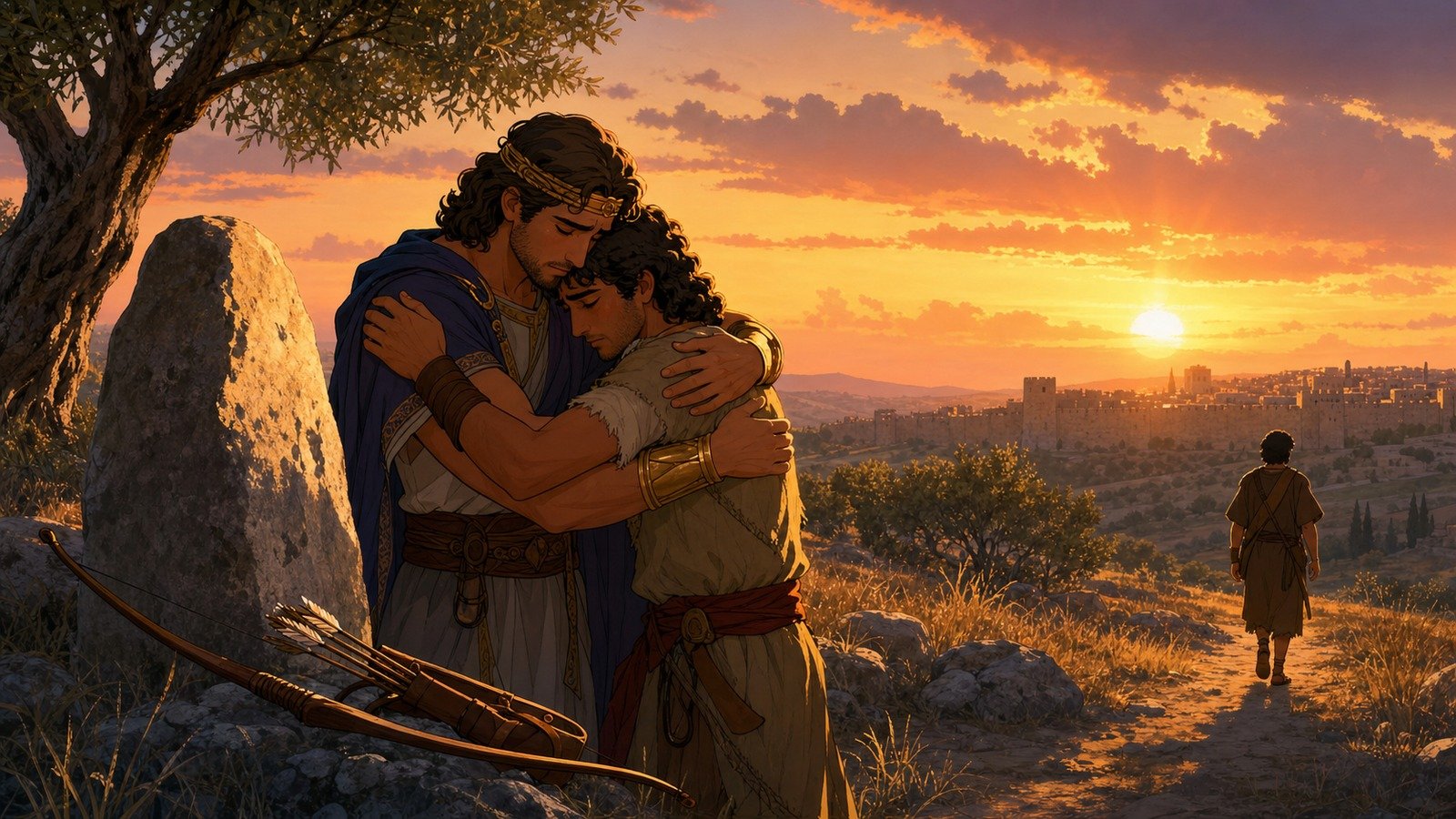Illustration: Jonathan's covenant with David; their final meeting