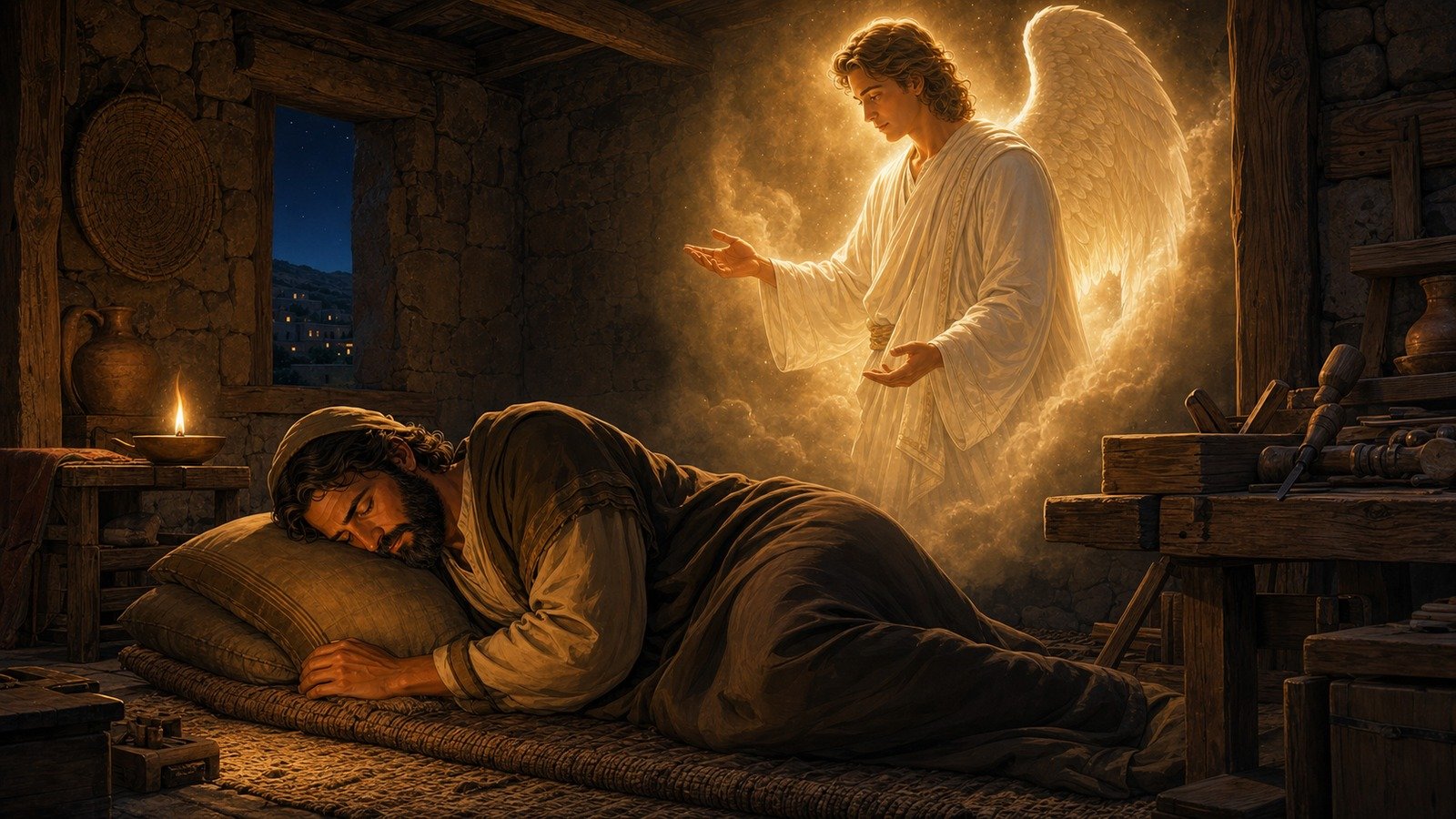Illustration: Joseph's dream; Mary's pregnancy explained