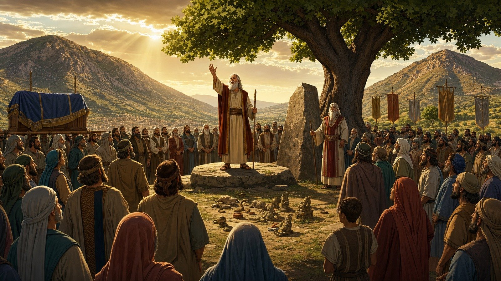 Illustration: Joshua's farewell address and covenant renewal at Shechem