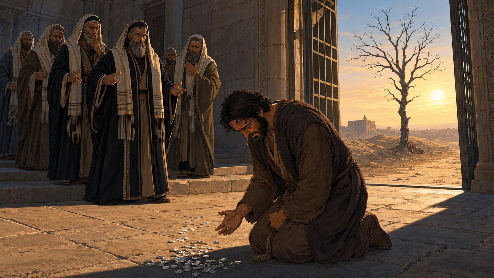 Illustration: Judas' remorse and death