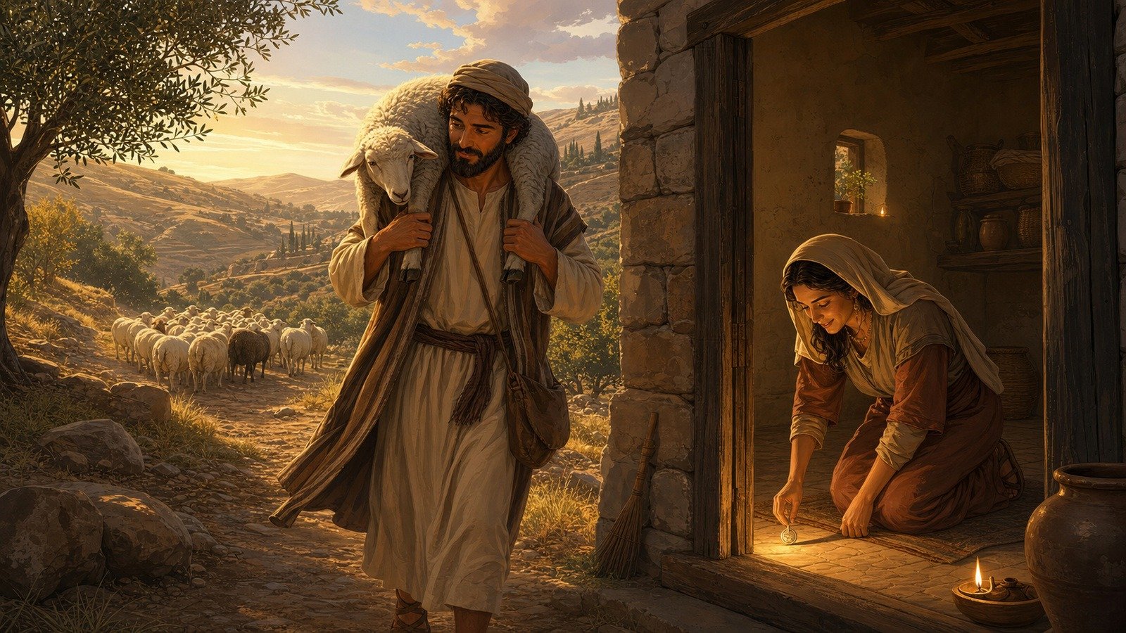 Illustration: Parables of the lost sheep and lost coin