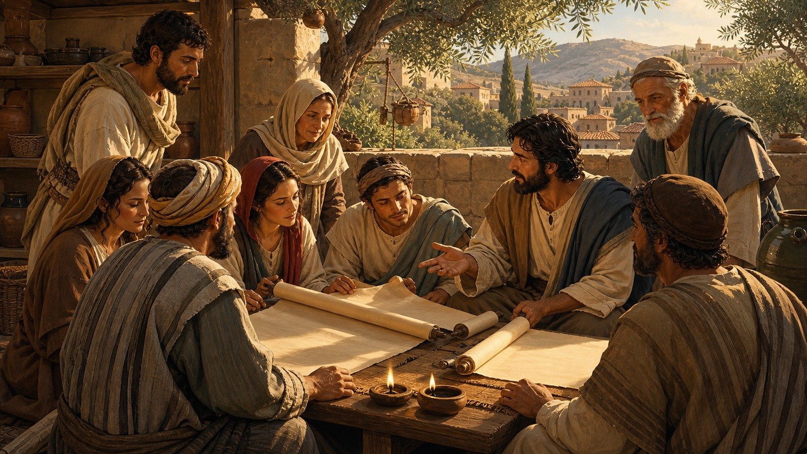 Illustration: Paul at Berea; the Bereans examine the Scriptures