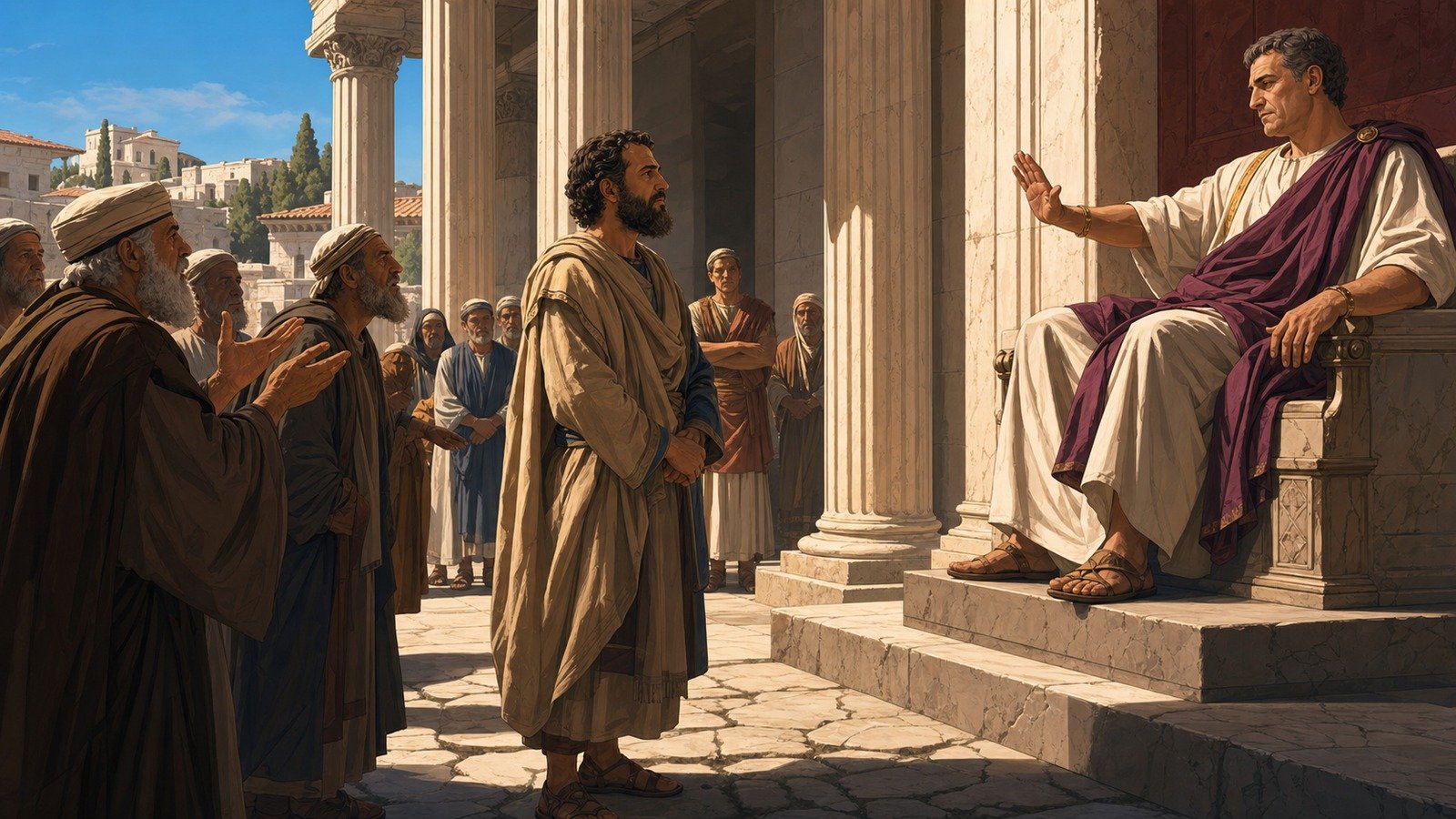 Illustration: Paul before Gallio at Corinth