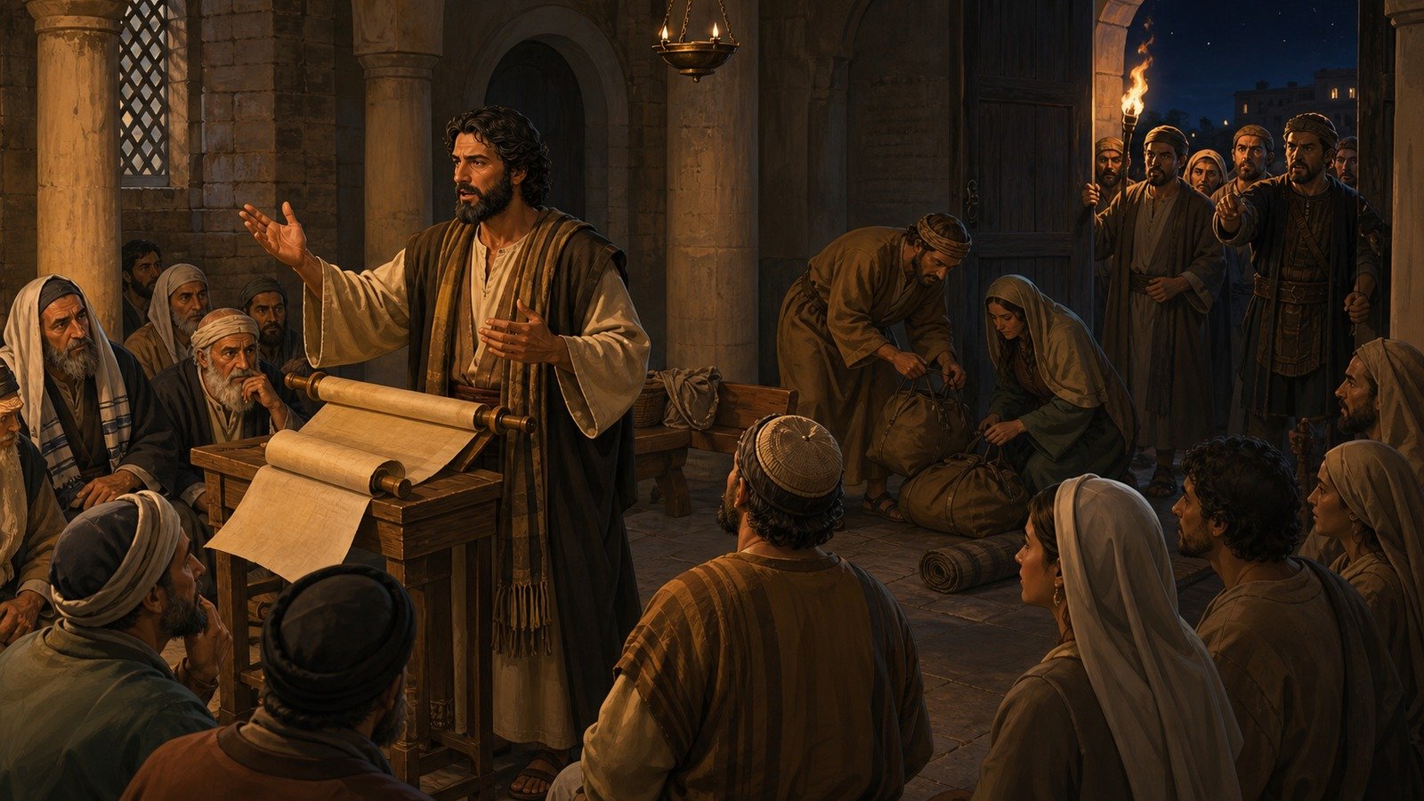 Illustration: Paul preaches at Thessalonica; forced to leave