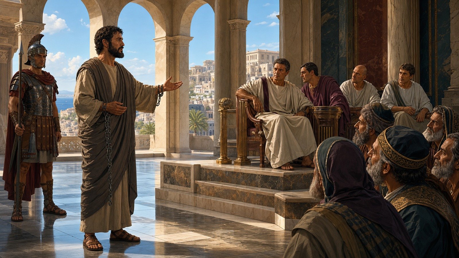 Illustration: Paul's trial before Festus; appeal to Caesar