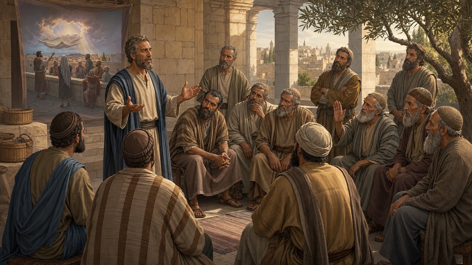 Illustration: Peter defends the Gentile mission before the Jerusalem believers