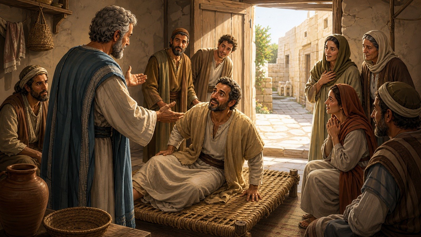 Illustration: Peter heals Aeneas at Lydda