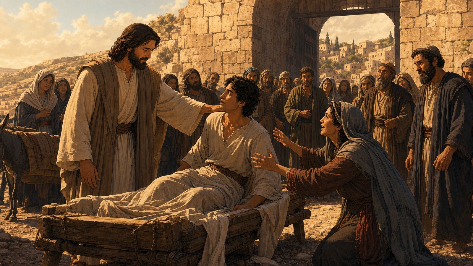 Illustration: Raising of the widow of Nain's son