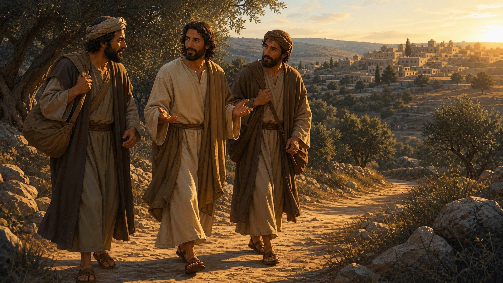 Illustration: Resurrection appearance on the road to Emmaus