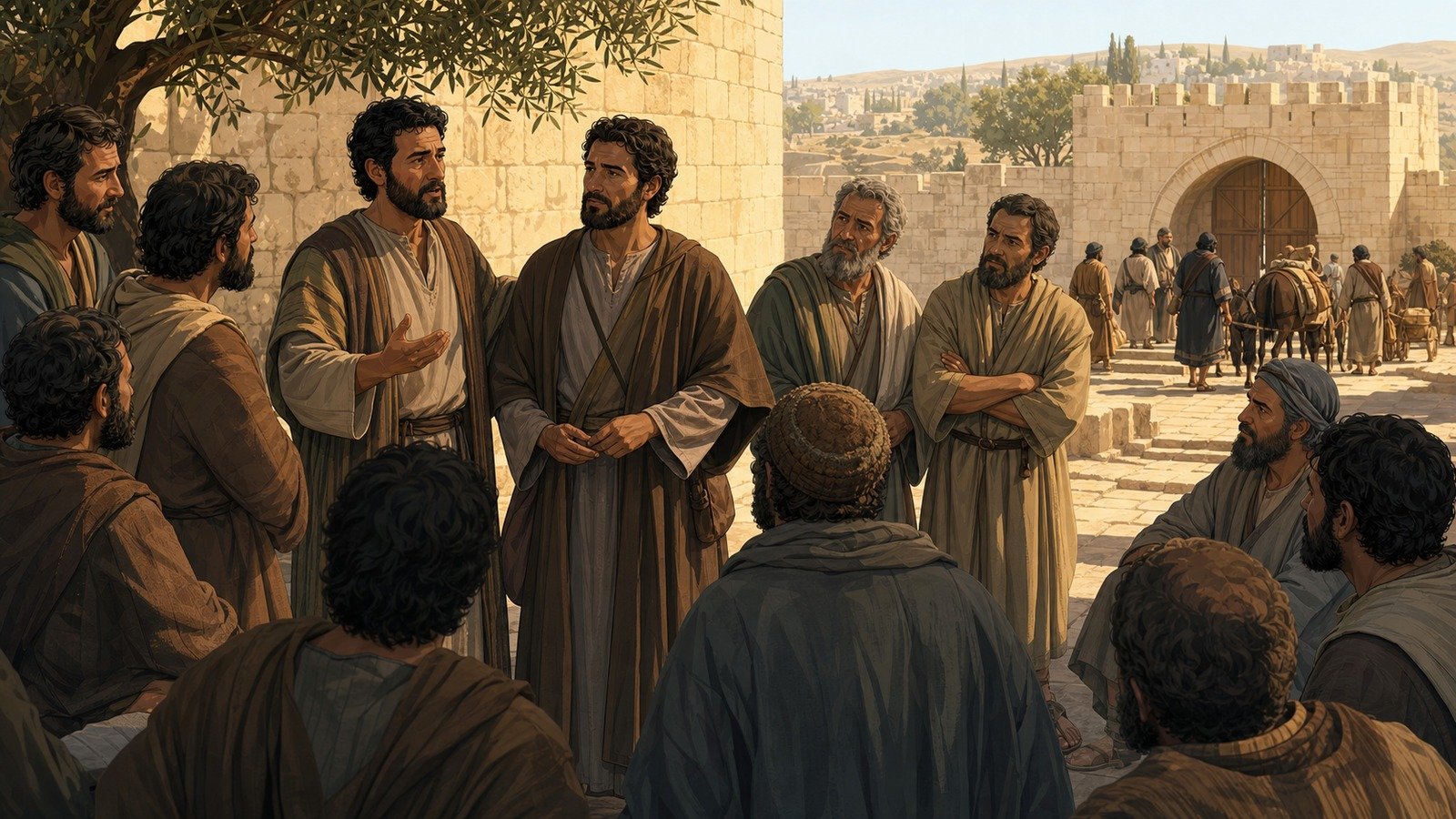 Illustration: Saul in Jerusalem; Barnabas vouches for him; sent to Tarsus