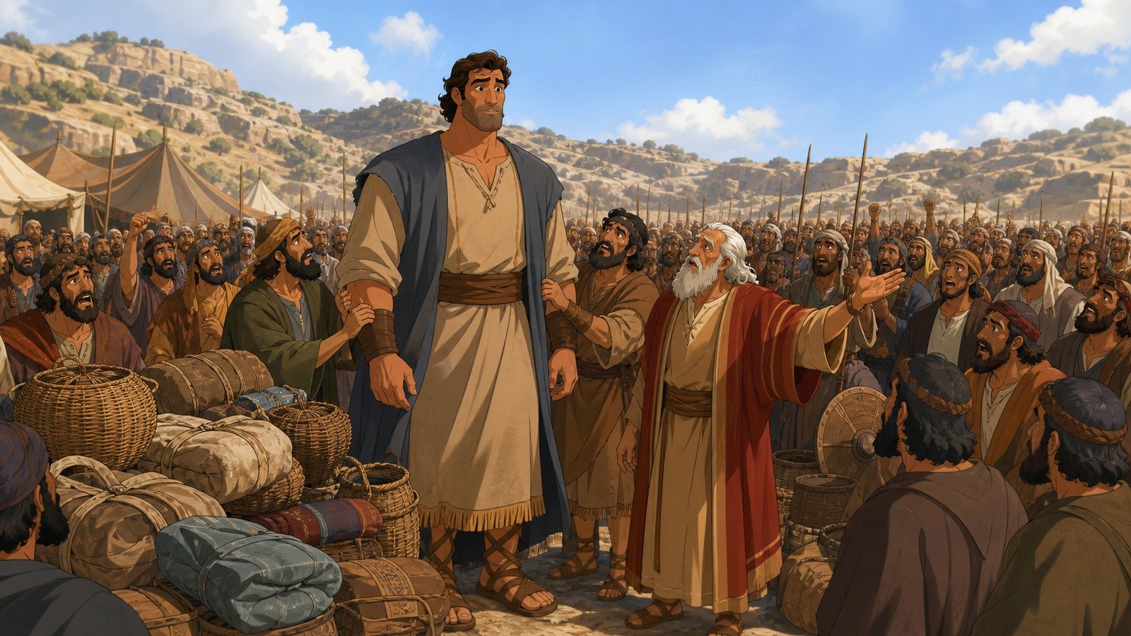 Illustration: Saul publicly presented and acclaimed king at Mizpah
