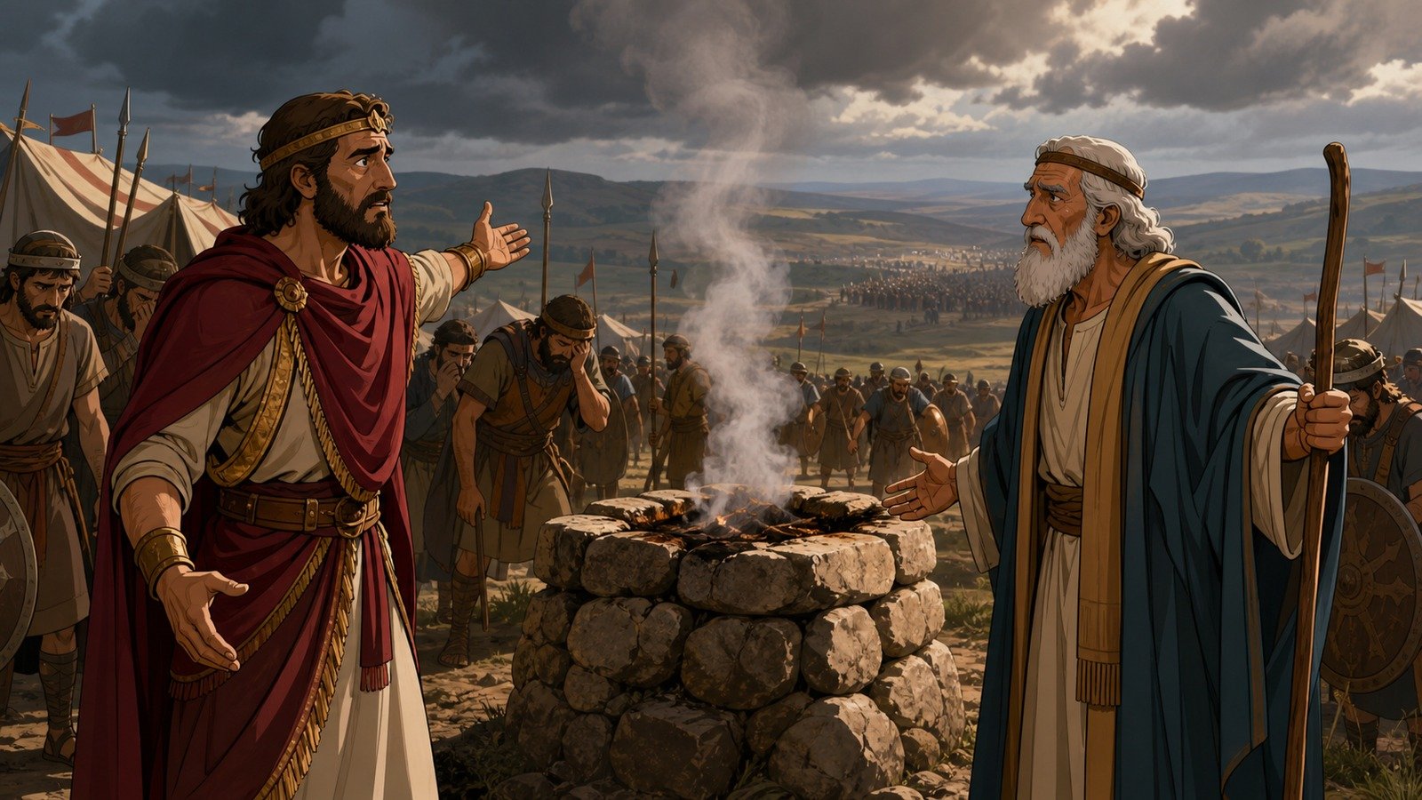 Illustration: Saul's unlawful sacrifice at Gilgal