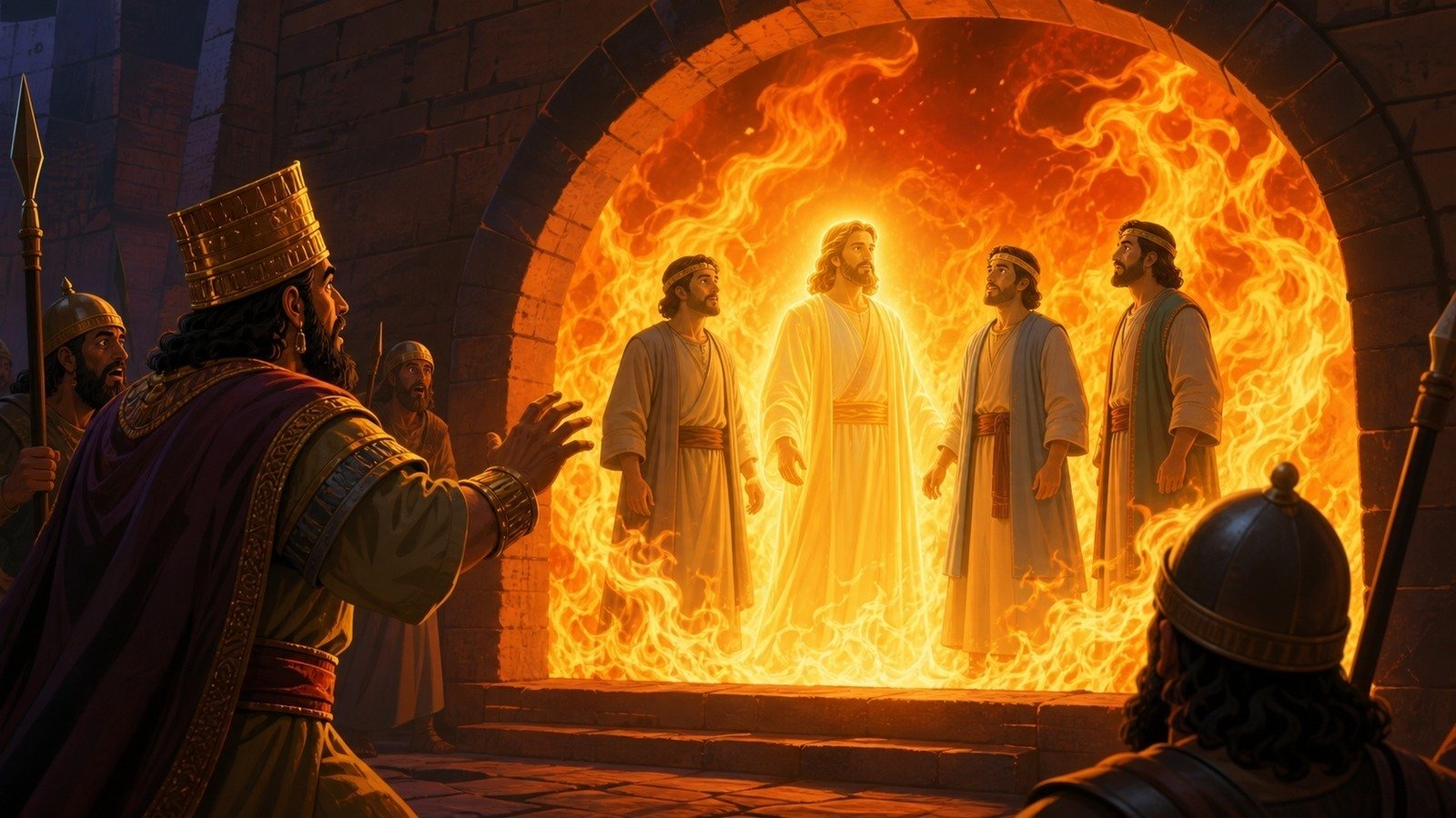 Illustration: Shadrach, Meshach and Abednego in the fiery furnace