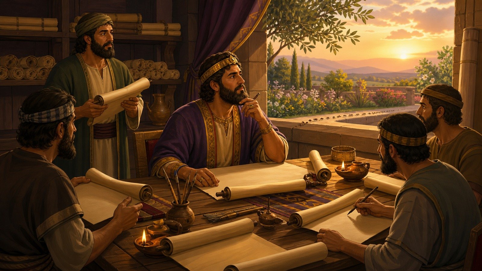 Illustration: Solomon writes Proverbs, Ecclesiastes and Song of Songs