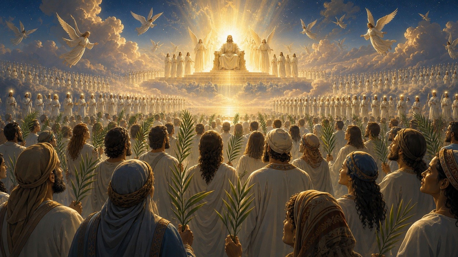 Illustration: The 144,000 sealed; the great multitude