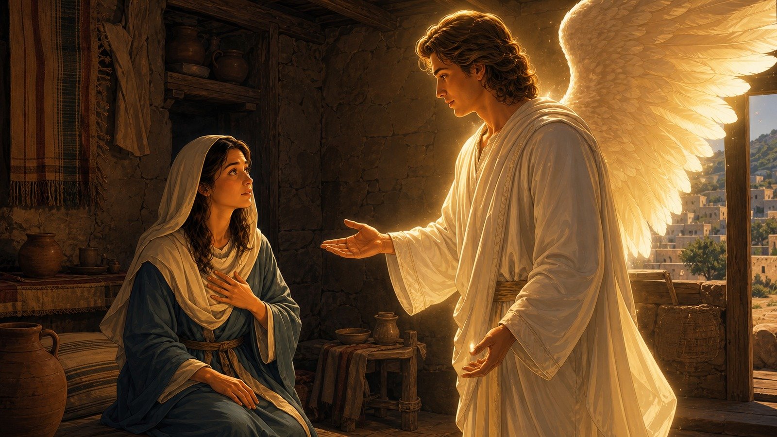 Illustration: The Annunciation: Gabriel announces Jesus' birth to Mary